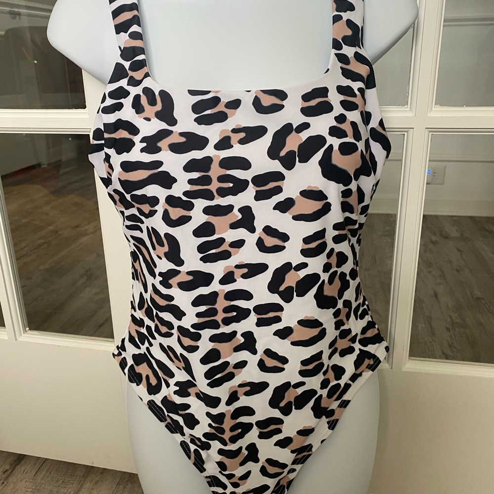 Leopard print one piece bathing suit